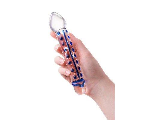 Двусторонний прозрачный фаллос из стекла - 20 см.