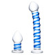 Набор из 2 стеклянных игрушек с синей спиралью Swirly Dildo   Buttplug Set