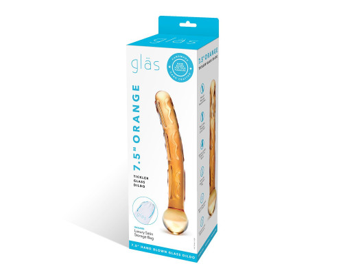 Золотистый стеклянный изогнутый фаллоимитатор