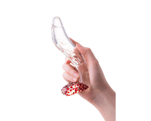 Загнутый фаллос с выпуклыми точками - 17,5 см.