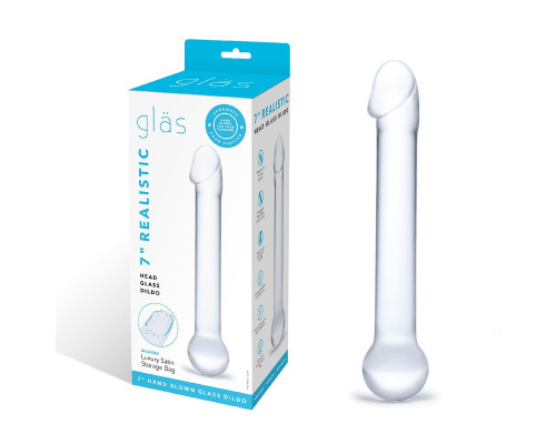 Стеклянный дилдо с реалистичной головкой - 16 см.