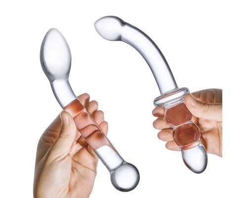 Набор из 2 стеклянных изогнутых фаллоимитаторов