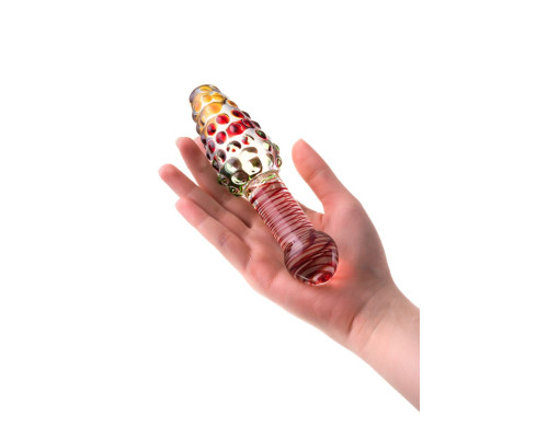 Двусторонний стеклянный фаллос с головкой-конусом - 17,5 см.