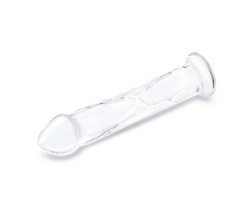 Большой стеклянный стимулятор 12’’ Glass Dildo With Veins   Flat Base - 28 см.