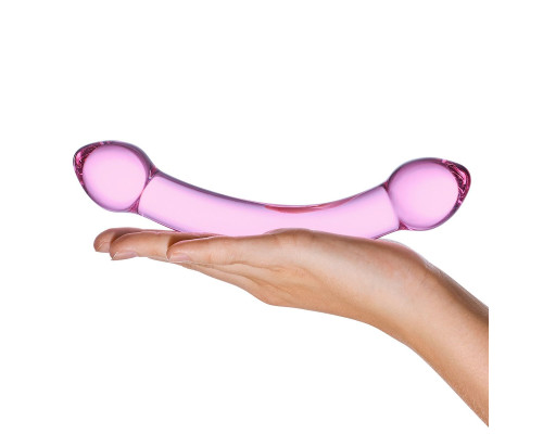 Изогнутый двухголовый стимулятор из стекла, 19 см.