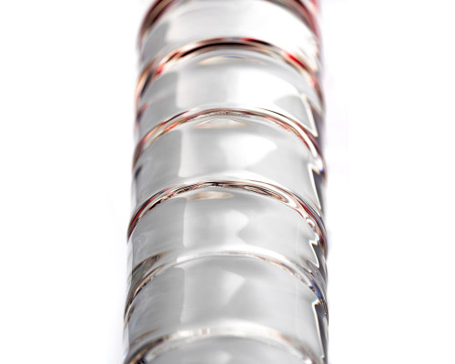 Стеклянный стимулятор с ручкой-шаром и цветными пупырышками - 22 см.