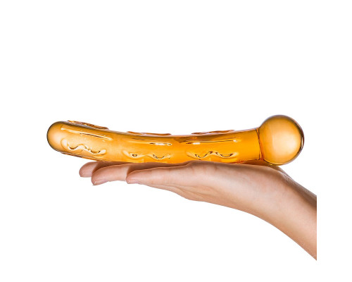 Золотистый стеклянный изогнутый фаллоимитатор