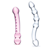 Набор из 2 стеклянных двухголовых фаллоимитаторов