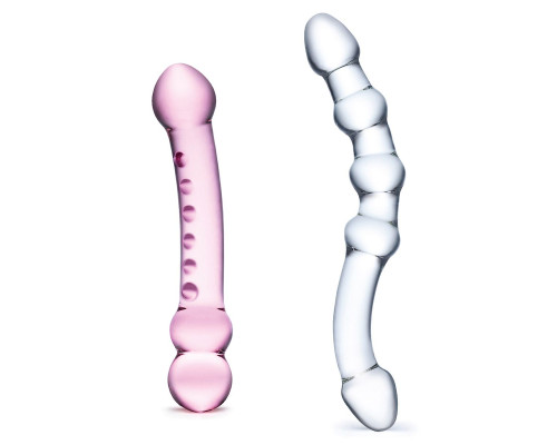 Набор из 2 стеклянных двухголовых фаллоимитаторов