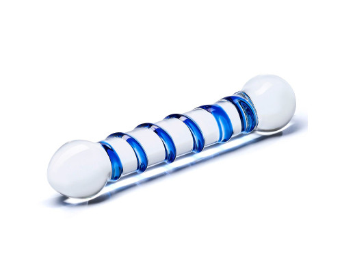 Прозрачный фаллос с голубой спиралью Spiral Dildo - 17 см.