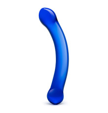 Синий изогнутый фаллоимитатор Curved G-Spot Glass Dildo - 16 см.