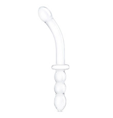 Прозрачный ребристый двусторонний стимулятор Ribbed G-Spot - 20 см.