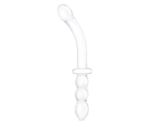 Прозрачный ребристый двусторонний стимулятор Ribbed G-Spot - 20 см.