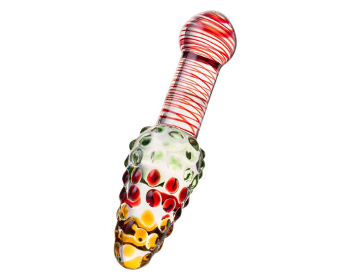 Двусторонний стеклянный фаллос с головкой-конусом - 17,5 см.