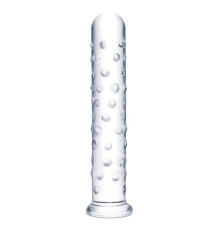 Прозрачный стеклянный фаллос с массажным рельефом 10  Extra Large Glass Dildo - 25,5 см.