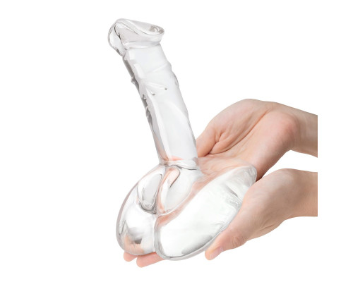 Стеклянный фаллоимитатор на подставке 7,5’’ Rideable Standing Glass Cock With Stability Base - 19 см.