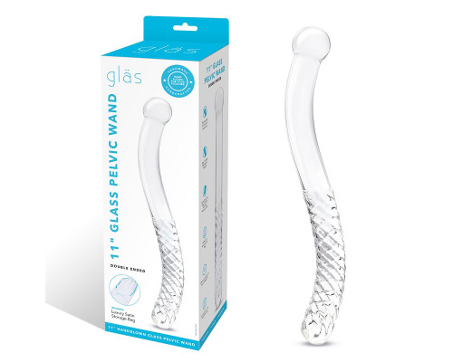 Стеклянный фаллоимитатор 11’’ Glass Pelvic Wand Double Ended - 28 см.