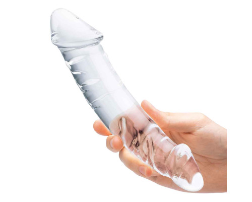 Прозрачный двухголовый стимулятор с рельефом 10,5  Girthy Realistic Glass Double Dong - 26,7 см.