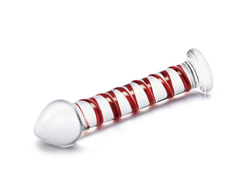 Стеклянный фаллоимитатор с красной спиралью Mr. Swirly - 20,5 см.