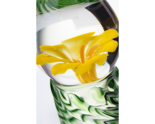 Стеклянный фаллоимитатор со спиралевидным рельефом - 16,5 см.