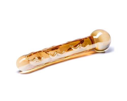 Золотистый стеклянный изогнутый фаллоимитатор