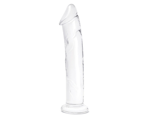 Большой стеклянный стимулятор 12’’ Glass Dildo With Veins   Flat Base - 28 см.