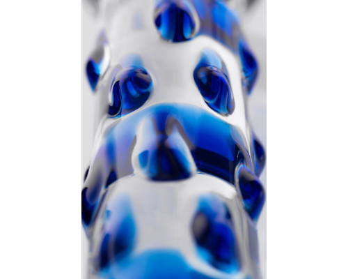 Стеклянный двусторонний фаллоимитатор с шишечками - 20 см.