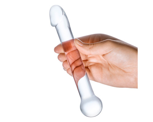 Стеклянный дилдо с реалистичной головкой - 16 см.