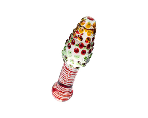 Двусторонний стеклянный фаллос с головкой-конусом - 17,5 см.