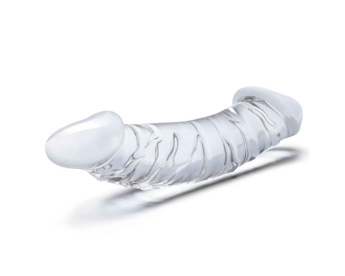 Прозрачный двухголовый стимулятор с рельефом 10,5  Girthy Realistic Glass Double Dong - 26,7 см.
