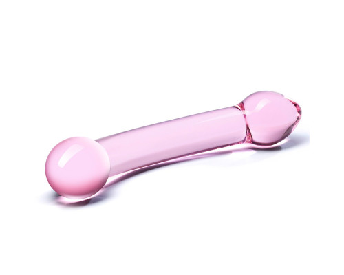 Изогнутый двухголовый стимулятор из стекла, 19 см.