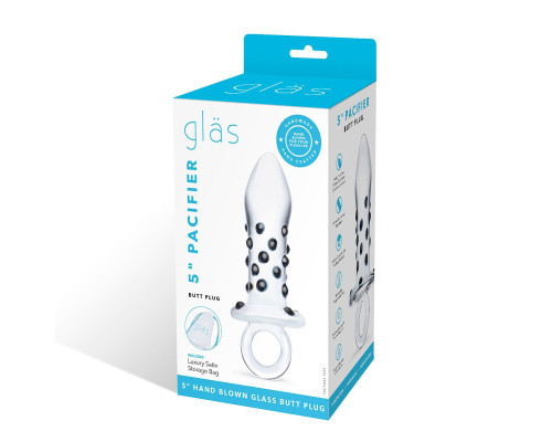 Мини-пробочка из стекла с черными пупырышками, 8 см