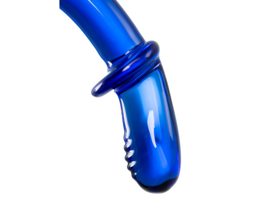 Синий двусторонний стеклянный фаллоимитатор Double Crystal - 19,5 см.