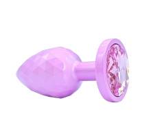 Розовая алюминиевая текстурная анальная пробка - 7,5 см.