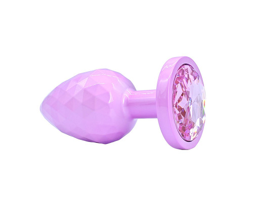 Розовая алюминиевая текстурная анальная пробка - 7,5 см.