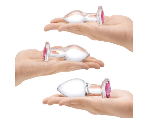 Набор из 3 стеклянных анальных пробок Heart Jewel Plug Set