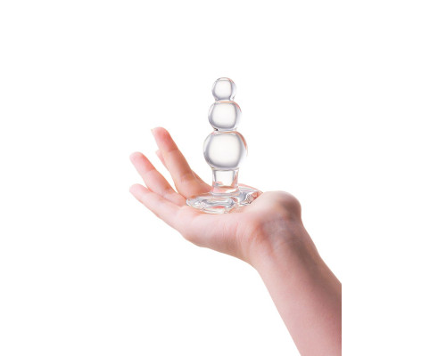 Прозрачная анальная втулка-ёлочка из стекла - 10,5 см.