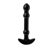Элегантный чёрный анальный стимулятор с шариками на стволе - 19 см.