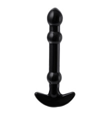Элегантный чёрный анальный стимулятор с шариками на стволе - 19 см.