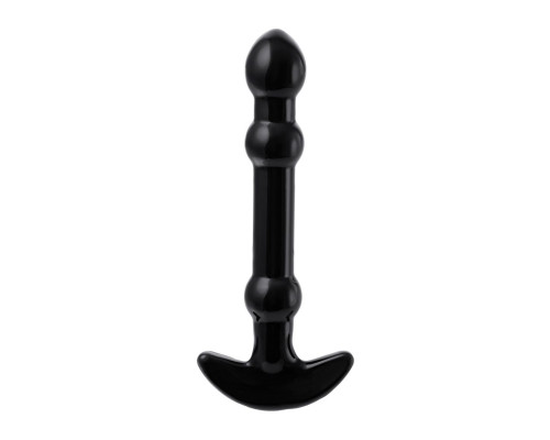 Элегантный чёрный анальный стимулятор с шариками на стволе - 19 см.