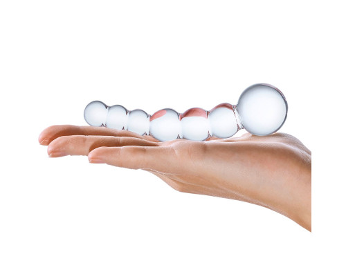Изогнутный прозрачный стимулятор Beaded Dildo - 13 см.