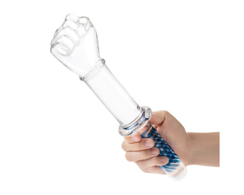 Стеклянный стимулятор в форме сжатой в кулак руки 11’’ Glass Fist Double Ended With Handle Grip - 28 см.