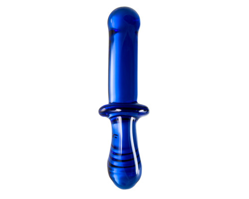 Синий двусторонний стеклянный фаллоимитатор Double Crystal - 19,5 см.