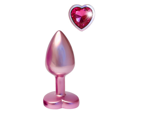 Розовая анальная пробка с кристаллом-сердцем Pearl Pink Plug Small