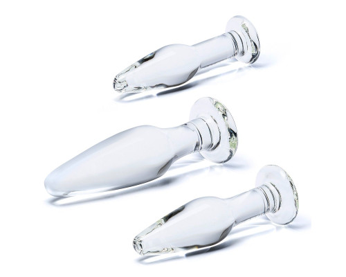 Набор из 3 стеклянных анальных пробок разного размера