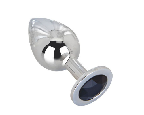 Большой стальной плаг с черным кристаллом Black Rave - 9,5 см.