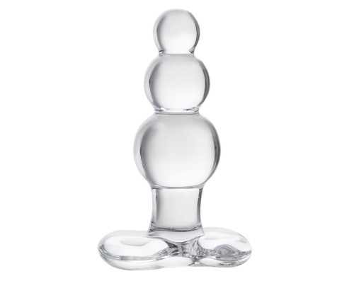 Прозрачная анальная втулка-ёлочка из стекла - 10,5 см.