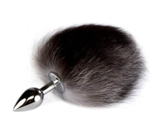 Серебристая анальная пробка с хвостом  Зайка