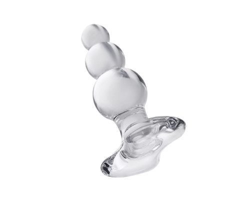 Прозрачная анальная втулка-ёлочка из стекла - 10,5 см.