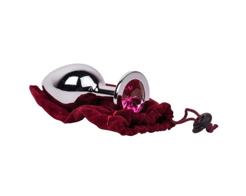 Большой стальной плаг с розовым кристаллом Pink Bubble Gum - 9,5 см.